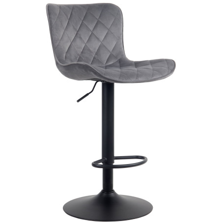Tabouret de bar Emma, velours, gris foncé