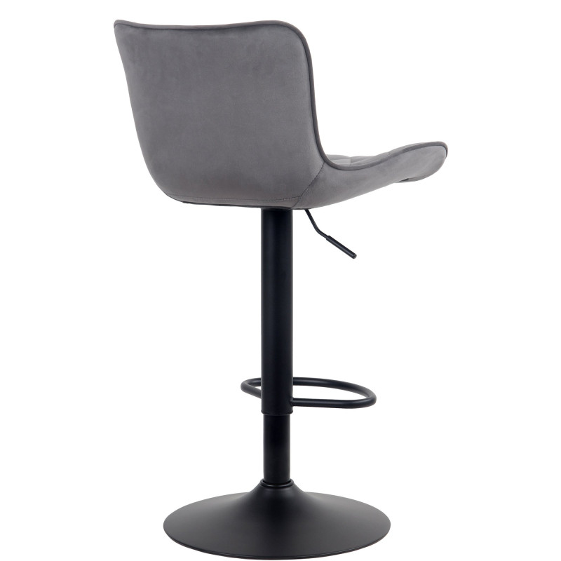 Tabouret de bar Emma, velours, gris foncé