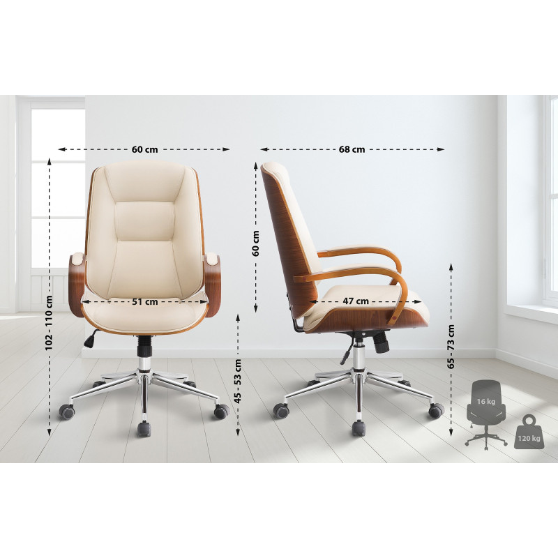 Chaise de bureau Yankton noix/crème