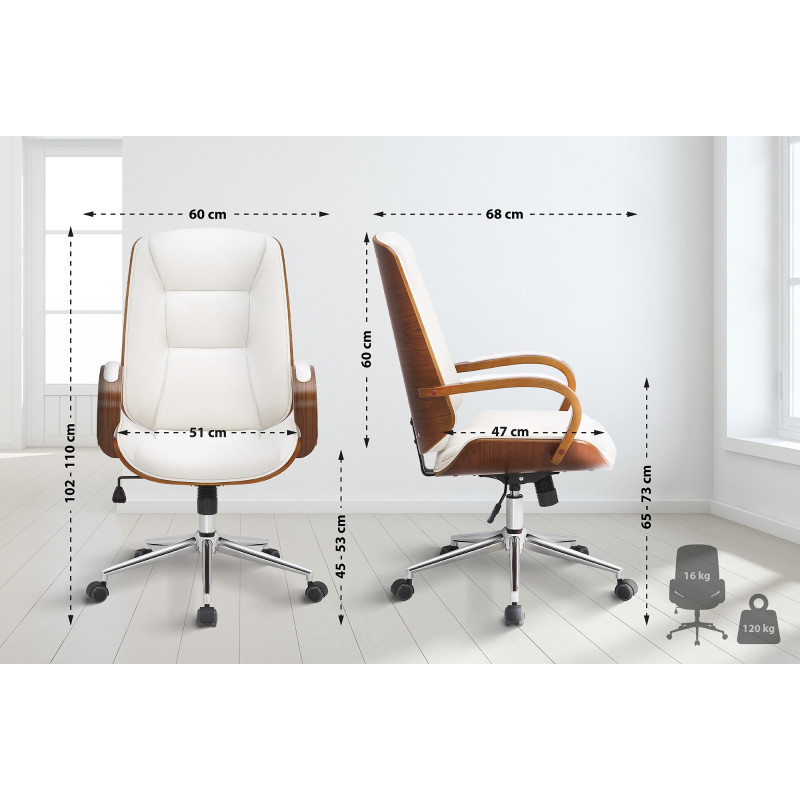 Chaise de bureau Yankton noyer/blanc