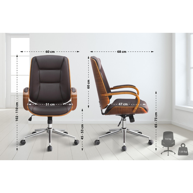 Chaise de bureau Yankton noyer/marron