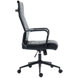 Chaise de bureau Columbus en cuir véritable noir/noir