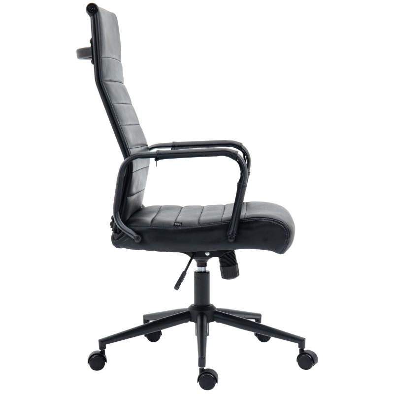 Chaise de bureau Columbus en cuir véritable noir/noir
