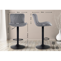 Tabouret de bar Linus, velours gris foncé