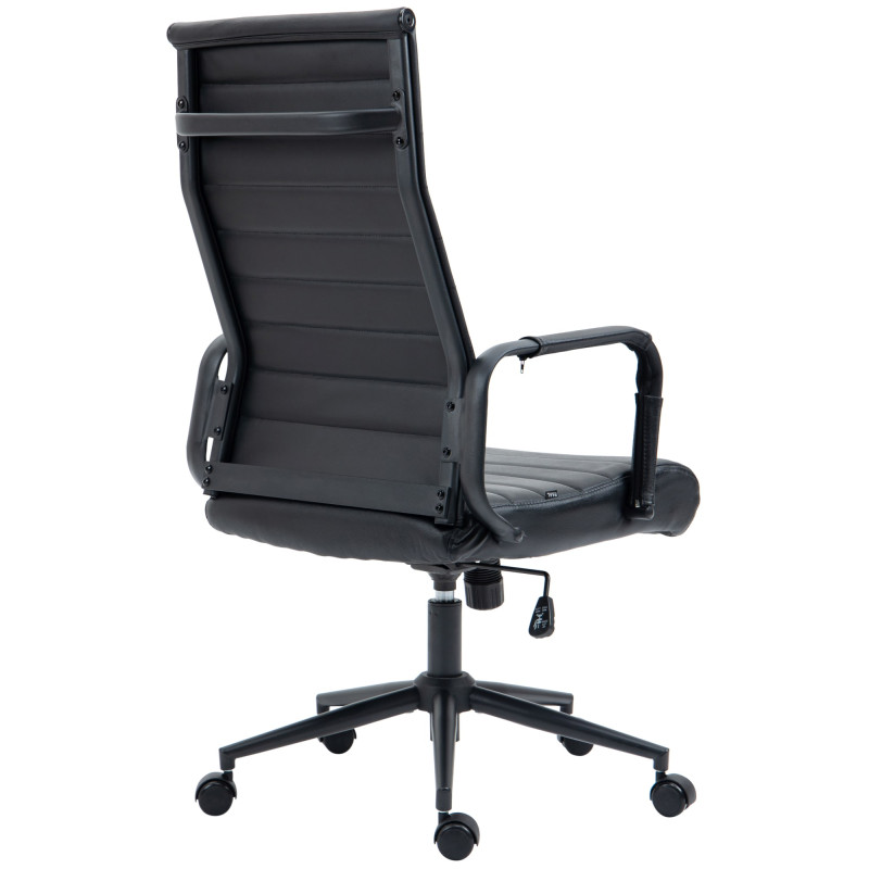 Chaise de bureau Columbus en cuir véritable noir/noir