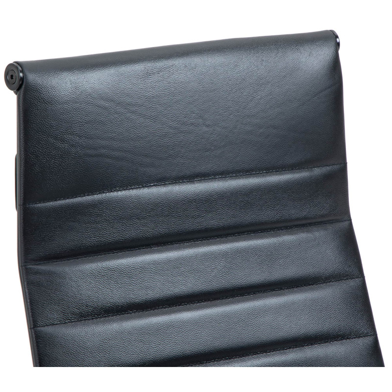 Chaise de bureau Columbus en cuir véritable noir/noir