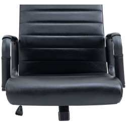 Chaise de bureau Columbus en cuir véritable noir/noir