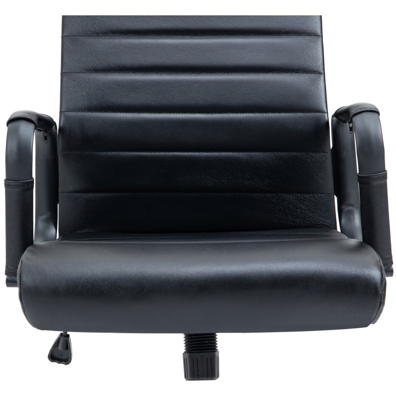 Chaise de bureau Columbus en cuir véritable noir/noir