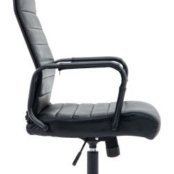 Chaise de bureau Columbus en cuir véritable noir/noir
