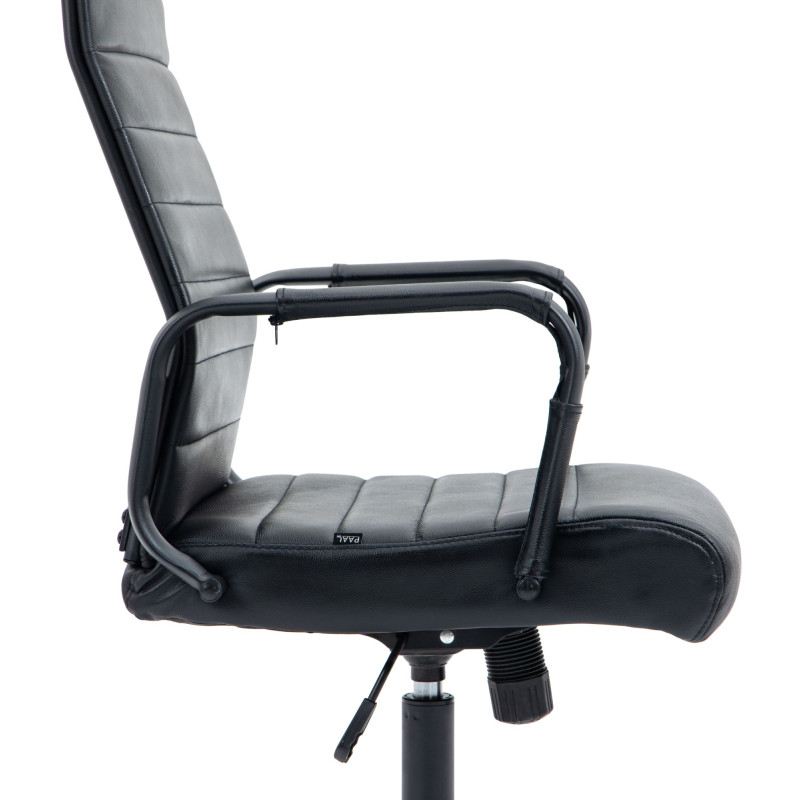 Chaise de bureau Columbus en cuir véritable noir/noir