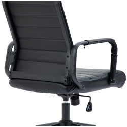 Chaise de bureau Columbus en cuir véritable noir/noir