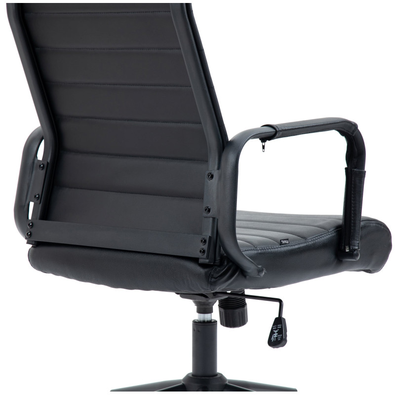 Chaise de bureau Columbus en cuir véritable noir/noir