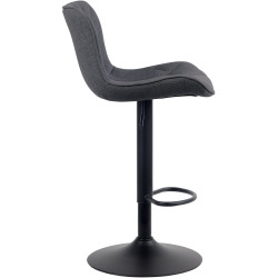 Tabouret de bar Linus, tissu noir