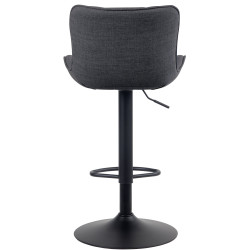 Tabouret de bar Linus, tissu noir