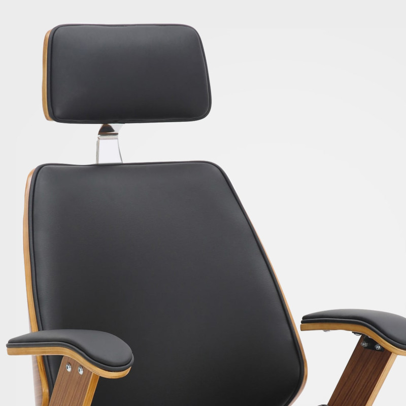 Chaise de bureau Chicago en similicuir noyer/noir