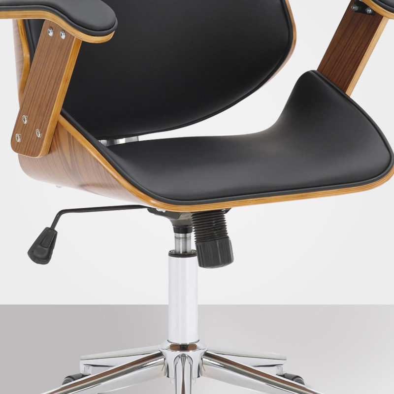 Chaise de bureau Chicago en similicuir noyer/noir