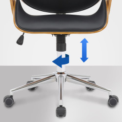 Chaise de bureau Chicago en similicuir noyer/noir
