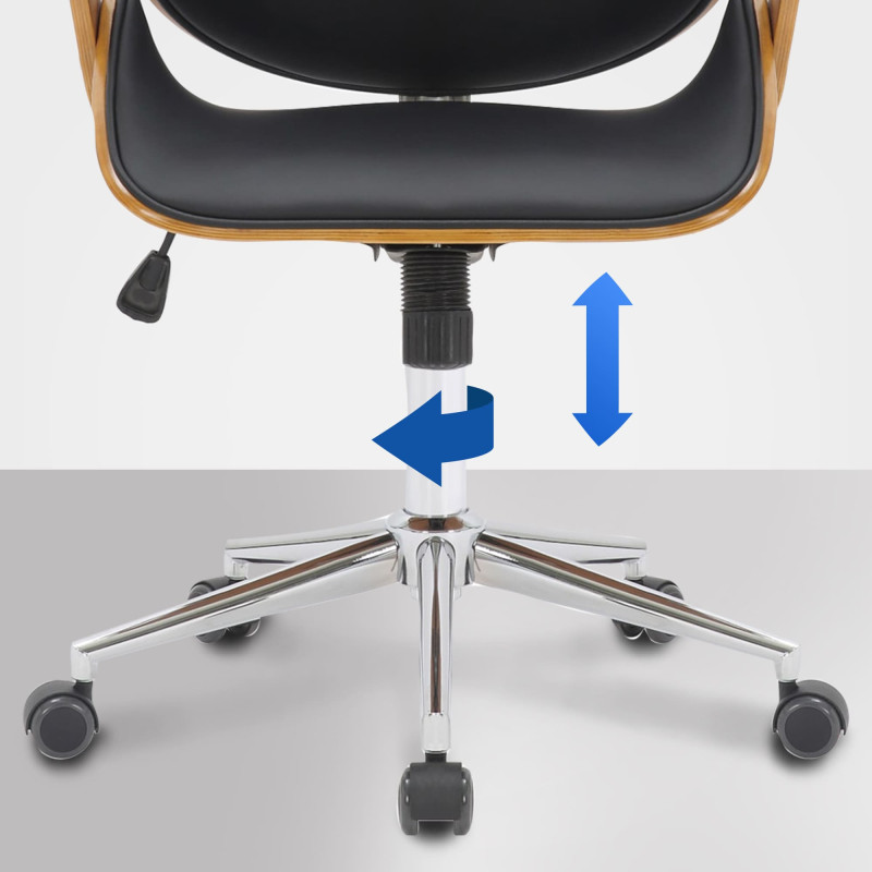 Chaise de bureau Chicago en similicuir noyer/noir