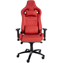 Chaise de bureau Keren en cuir véritable rouge
