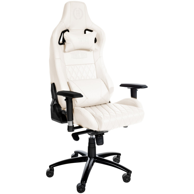 Chaise de bureau Keren en cuir véritable blanc