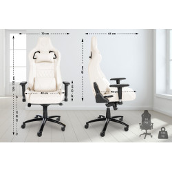 Chaise de bureau Keren en cuir véritable blanc