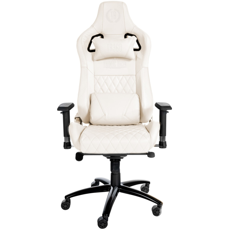 Chaise de bureau Keren en cuir véritable blanc