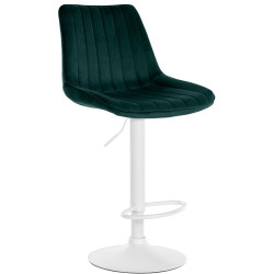 Tabouret de bar Toni velours blanc vert