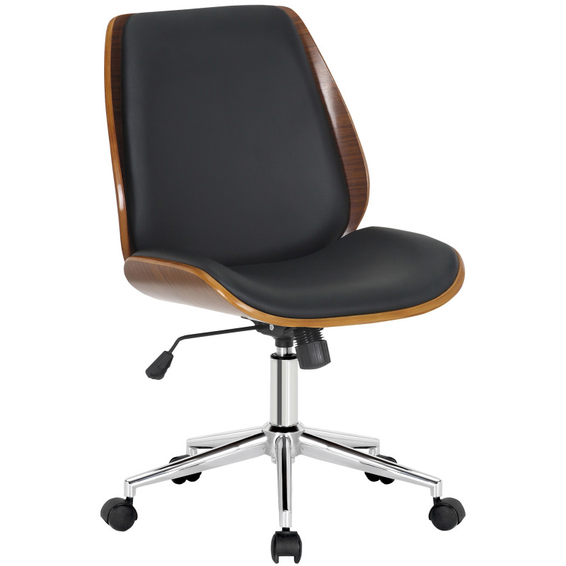 Chaise de bureau Mitch chromée noyer/noir