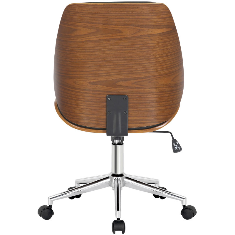 Chaise de bureau Mitch chromée noyer/noir