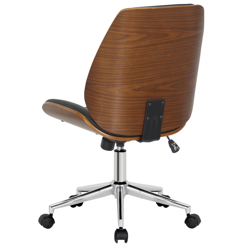 Chaise de bureau Mitch chromée noyer/noir