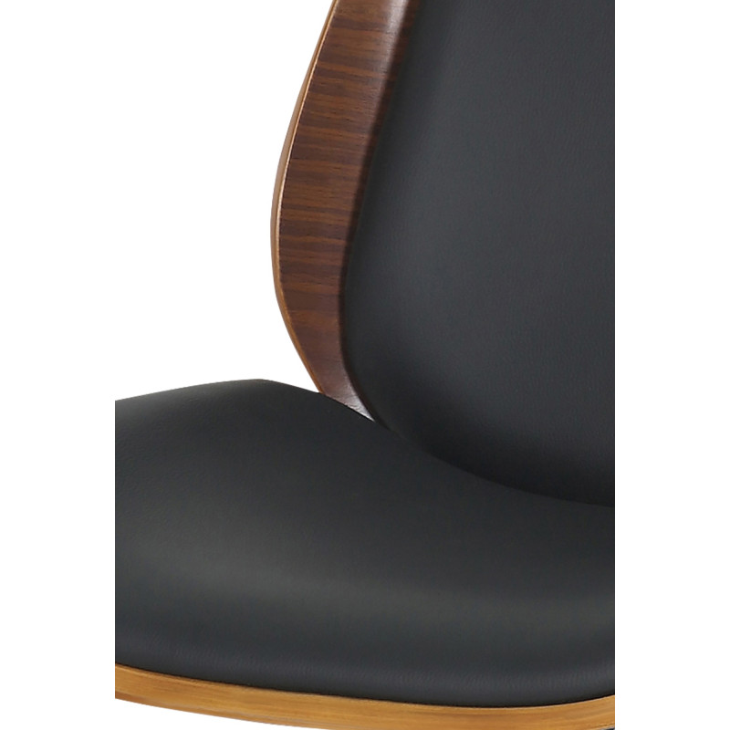 Chaise de bureau Mitch chromée noyer/noir