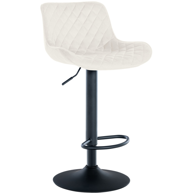 Tabouret de bar Minosa en velours, crème