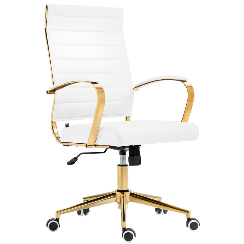 Chaise de bureau Havana en similicuir blanc