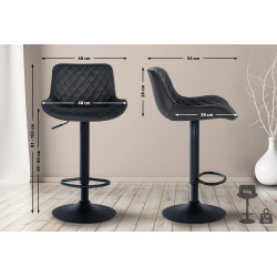 Tabouret de bar Minosa en velours noir