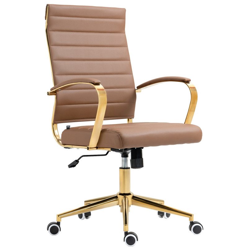 Chaise de bureau Havana en similicuir marron clair
