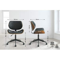 Chaise de bureau Harvest en similicuir noyer/noir