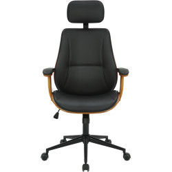 Chaise de bureau Lugo en cuir artificiel noyer/noir
