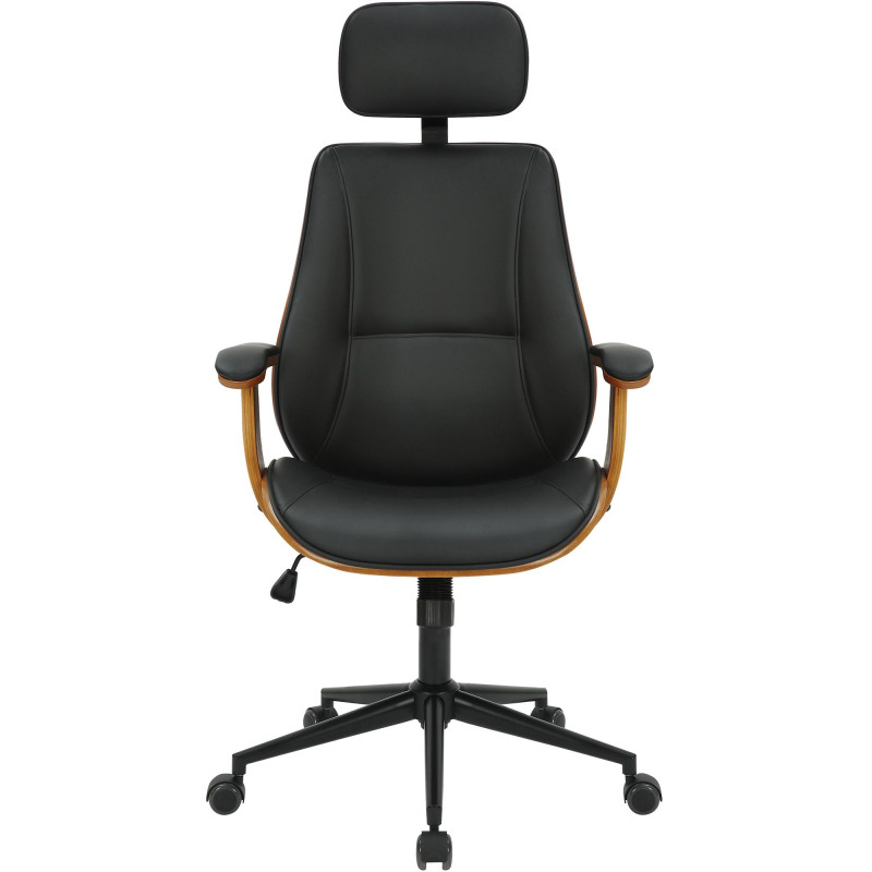 Chaise de bureau Lugo en cuir artificiel noyer/noir