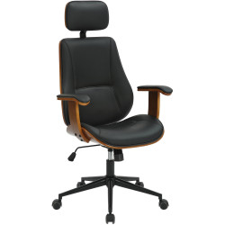 Chaise de bureau Lugo en cuir artificiel noyer/noir