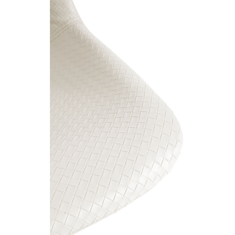 Banqueta alta estilo loft, em couro sintético, cor creme.