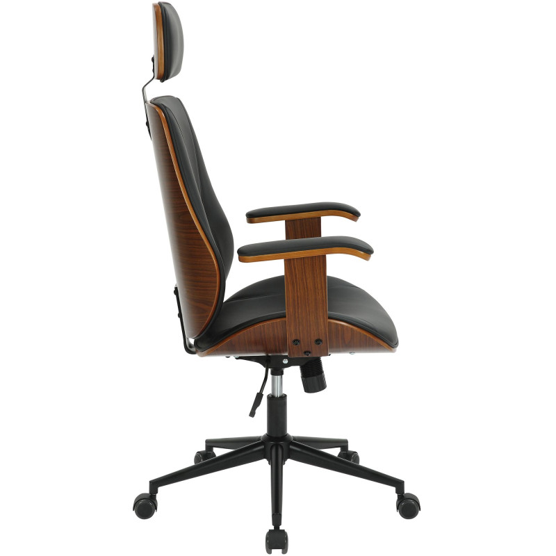 Chaise de bureau Lugo en cuir artificiel noyer/noir