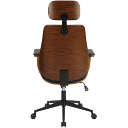 Chaise de bureau Lugo en cuir artificiel noyer/noir