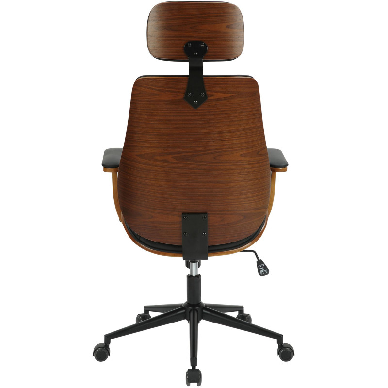 Chaise de bureau Lugo en cuir artificiel noyer/noir
