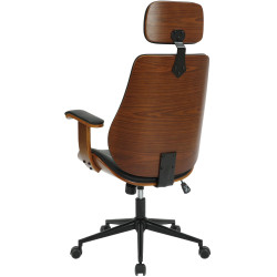 Chaise de bureau Lugo en cuir artificiel noyer/noir