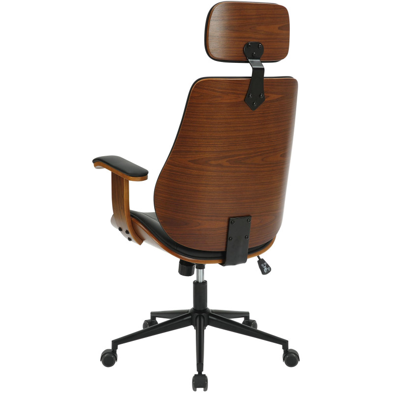 Chaise de bureau Lugo en cuir artificiel noyer/noir