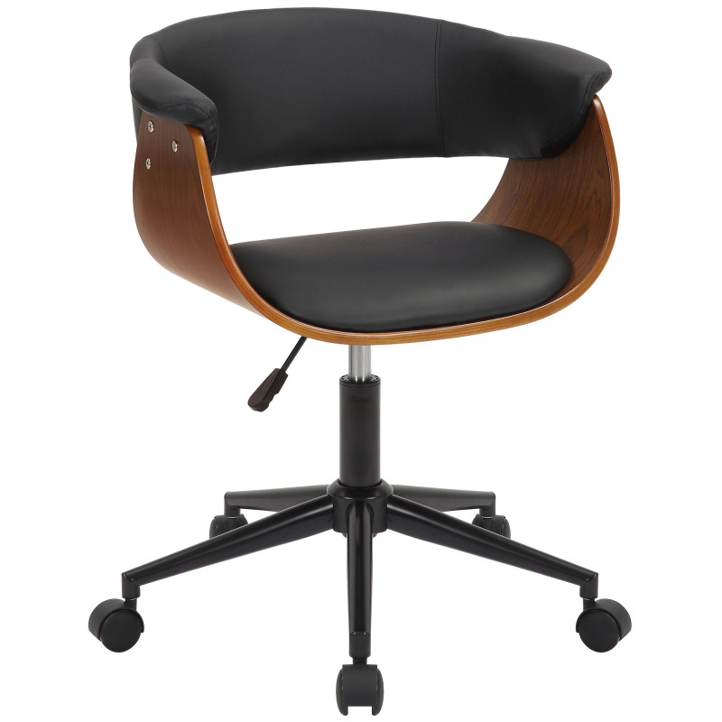Chaise de bureau Bruce en similicuir noyer/noir