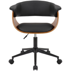 Chaise de bureau Bruce en similicuir noyer/noir