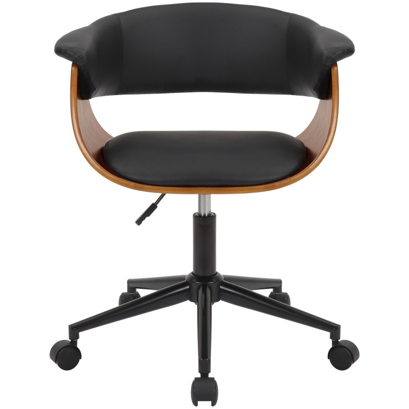 Chaise de bureau Bruce en similicuir noyer/noir