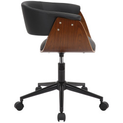 Chaise de bureau Bruce en similicuir noyer/noir