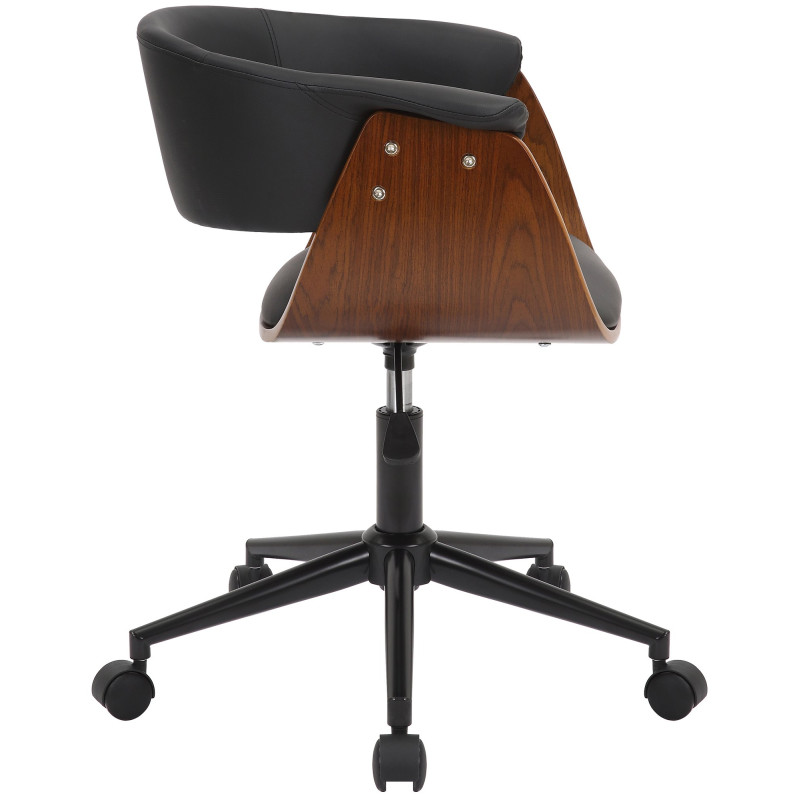 Chaise de bureau Bruce en similicuir noyer/noir